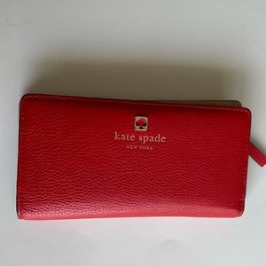 Kate Spade red slim bifold wallet